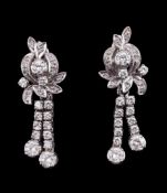A pair of 1960s diamond drop earrings