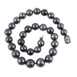 A Tahitian cultured pearl necklace with diamond clasp