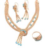 A suite of reconstituted turquoise jewellery
