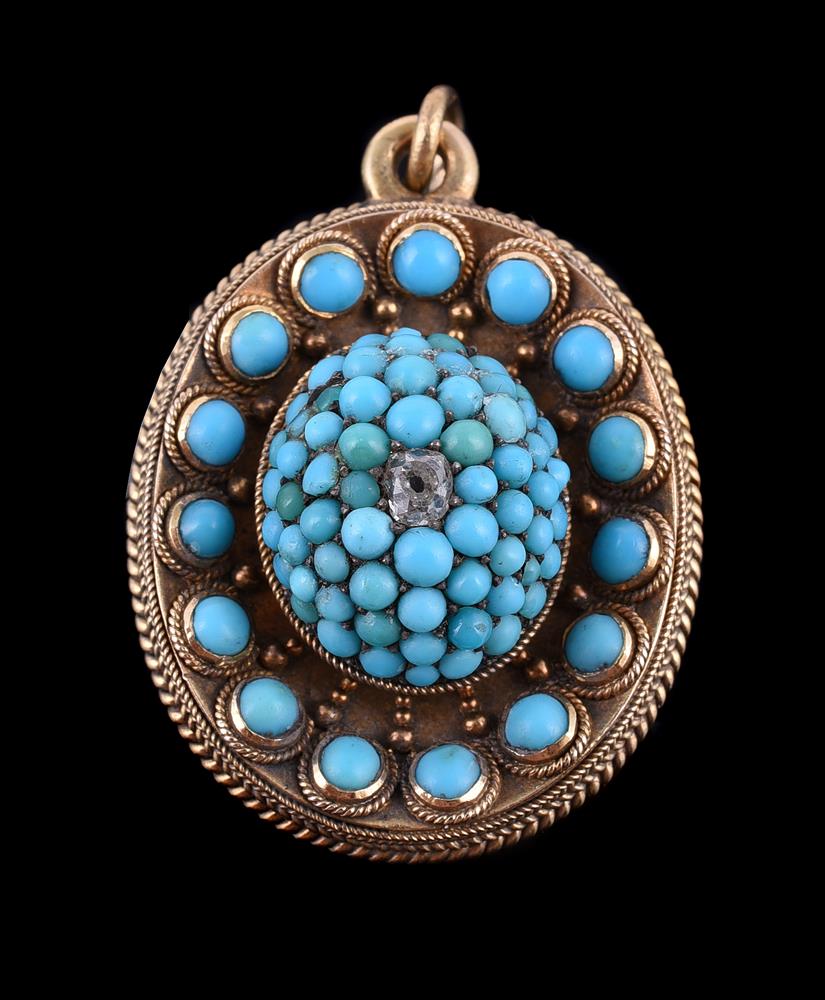 A Victorian turquoise and diamond pendant