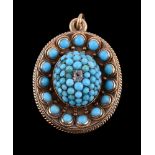 A Victorian turquoise and diamond pendant