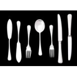 A collection of silver Hanoverian rat tail pattern flatware