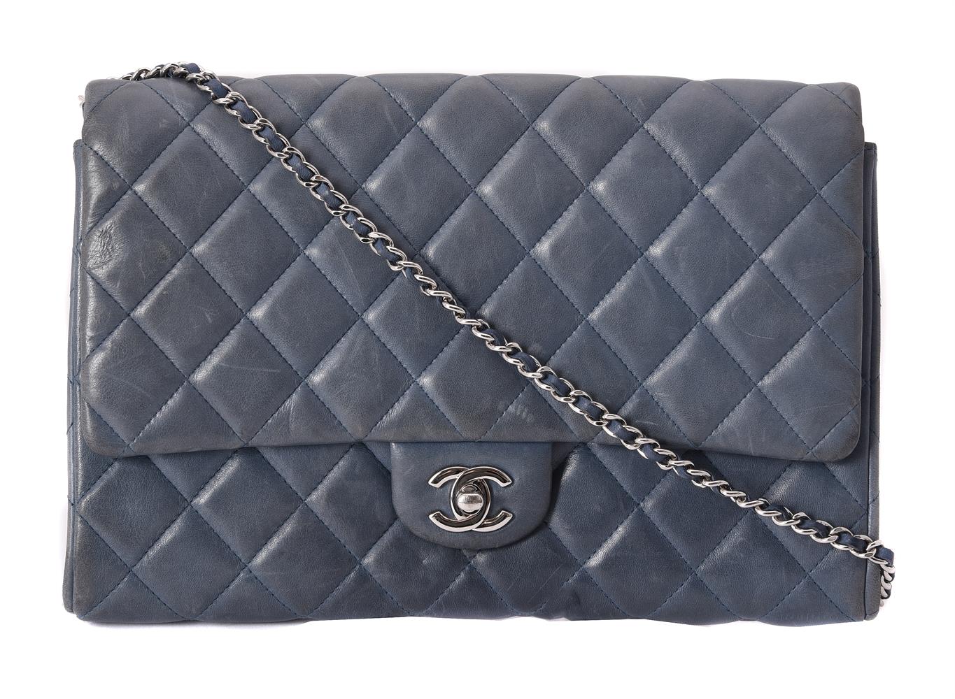 Chanel, a blue lambskin quilted flap bag - Image 3 of 6