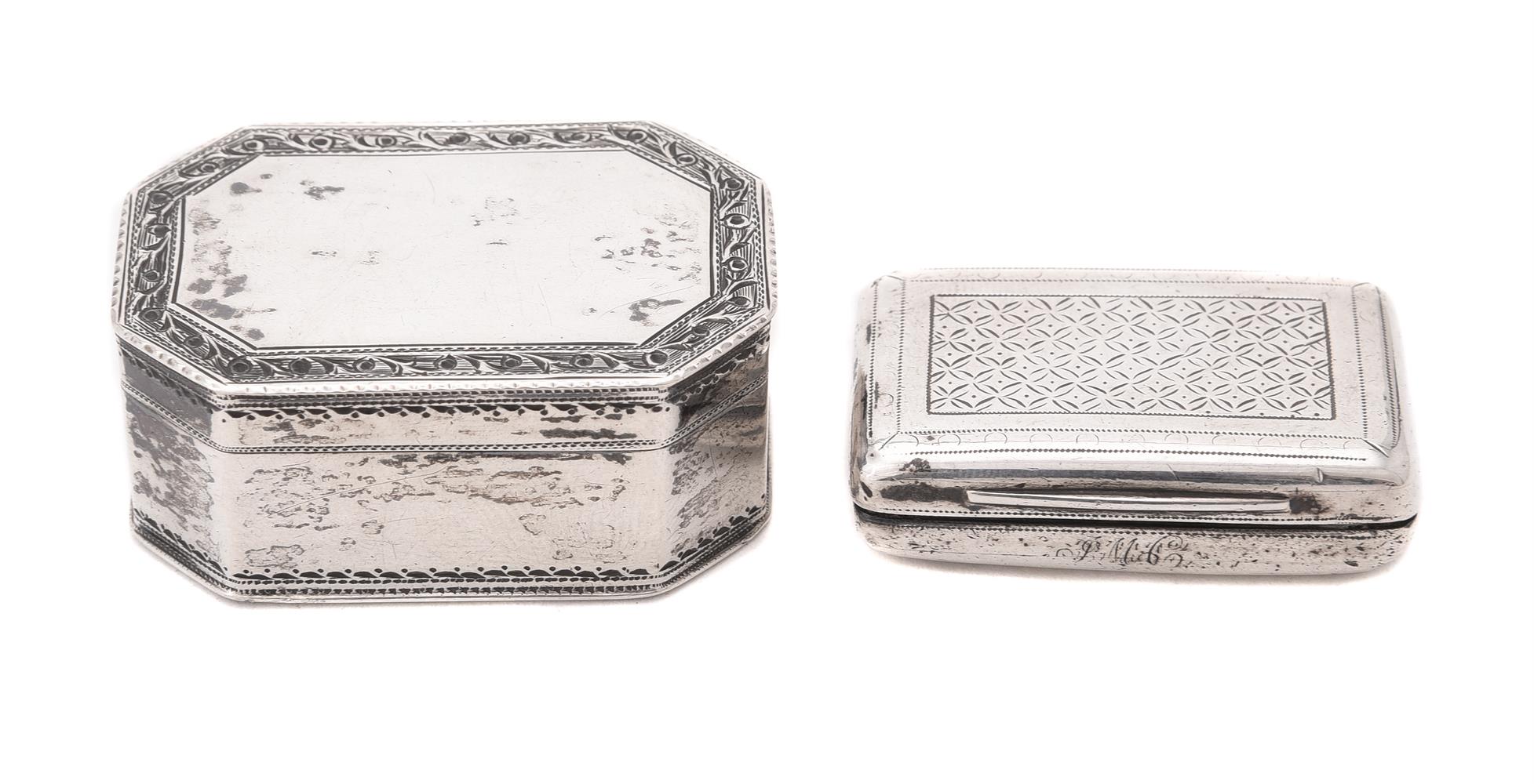 A George III silver octagonal snuff box by Susannah Barker