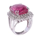 A diamond and pink tourmaline dress ring