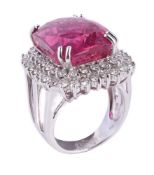 A diamond and pink tourmaline dress ring