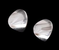 A pair of silver ear clips by Nanna Ditzel for Georg Jensen
