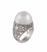 A diamond and mabé pearl dress ring