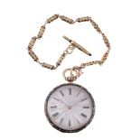 Unsigned, Gold coloured and enamelled slimline pocket watch