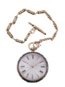 Unsigned, Gold coloured and enamelled slimline pocket watch