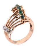 A French mid 20th century Retro emerald and diamond dress ring