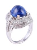 A sapphire and diamond cluster dress ring