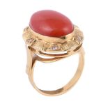 Y A coral and diamond dress ring