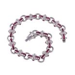 A ruby and diamond bracelet