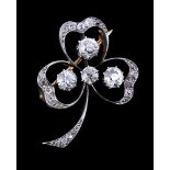 An Edwardian diamond clover leaf brooch