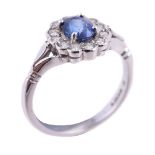 A sapphire and diamond cluster ring