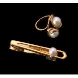 A cultured pearl tie pin by Mikimoto