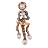 A late 19th/early 20th century French pearl and diamond pendant