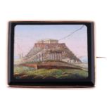 A mid 19th century micromosaic brooch of the Acropolis of Athens