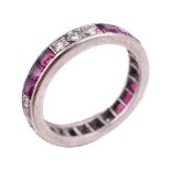 A ruby and diamond eternity ring