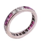 A ruby and diamond eternity ring