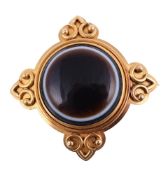 A late 19th century banded agate brooch