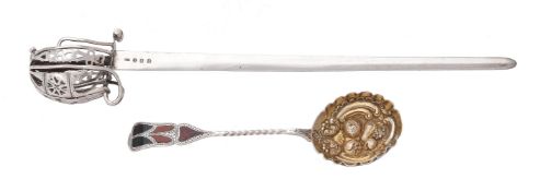 A Victorian Scottish silver novelty sword letter opener by Hamilton & Inches