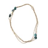 An early 20th century Arts and Crafts turquoise matrix and gold long chain