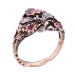 An early 20th century ruby and diamond giardinetti ring