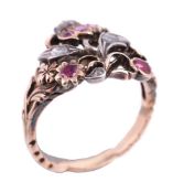 An early 20th century ruby and diamond giardinetti ring