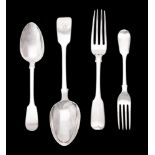 A collection of silver fiddle pattern flatware