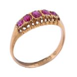 An 18 carat gold Victorian five stone ruby ring