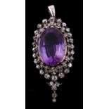 An amethyst and diamond pendant