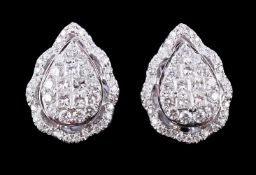 A pair of diamond cluster earrings