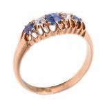 An early Edwardian sapphire and diamond five stone ring
