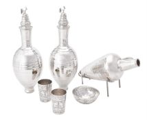 An Italian silver coloured six piece rose water set