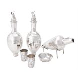 An Italian silver coloured six piece rose water set