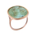 A late 19th century turquoise panel ring