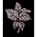 A diamond leaf brooch/pendant