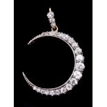 A Victorian diamond crescent pendant