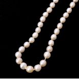 A pearl necklace with a diamond cluster clasp