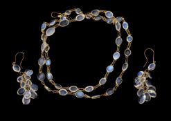 A moonstone necklace and earrings