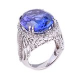 A tanzanite and diamond cluster ring