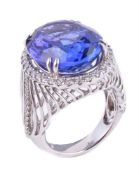 A tanzanite and diamond cluster ring