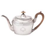 Y A George III silver oval tea pot by Henry Chawner
