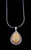 An opal and diamond pendant