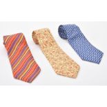 Hermes, three silk ties