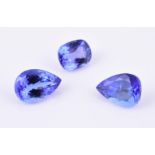 † Three unmounted tanzanites