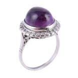 A diamond and amethyst dress ring