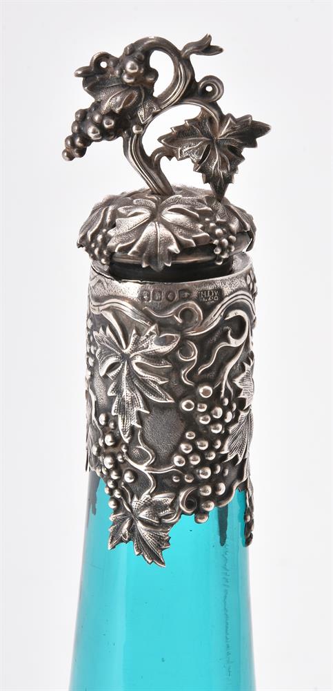 A blue glass baluster bottle with silver mounts - Image 2 of 2